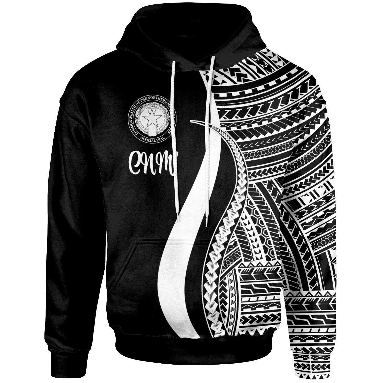 Northern Mariana Islands Hoodie White Tentacle Tribal Pattern Unisex White - Polynesian Pride