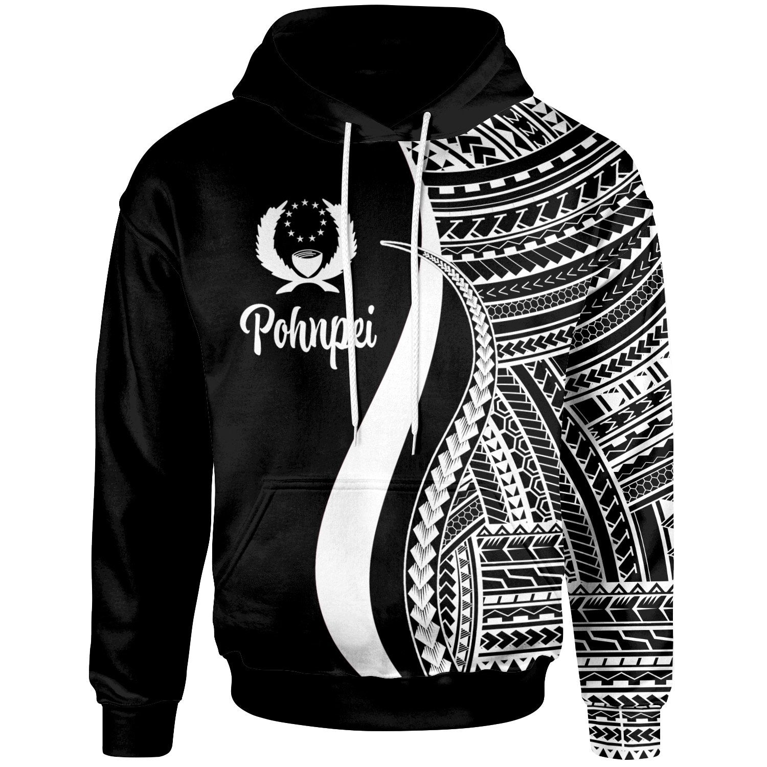 Pohnpei Hoodie White Tentacle Tribal Pattern Unisex White - Polynesian Pride