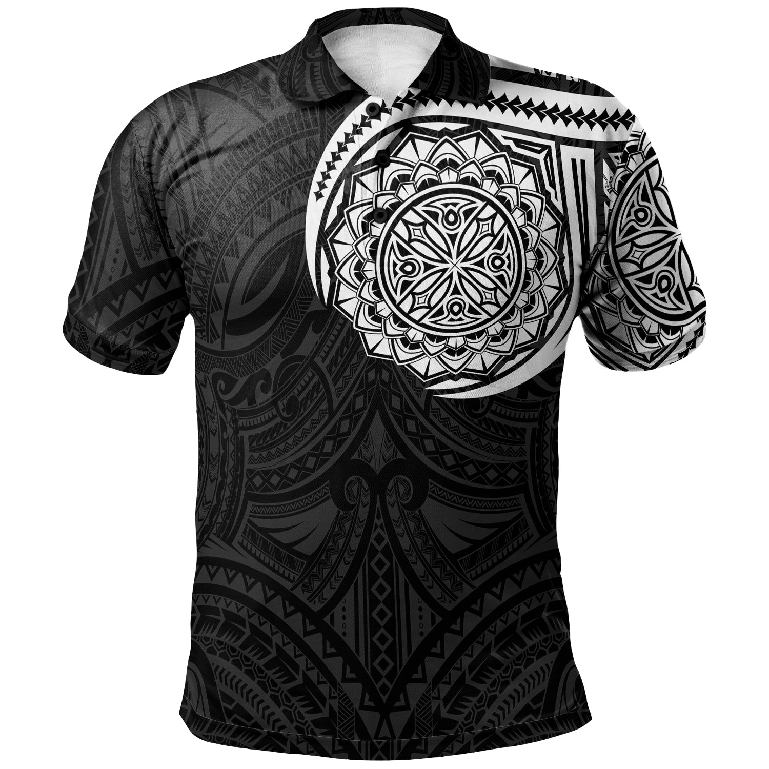 Polo Shirt Polynesian Flowers Tattoo Style - Polynesian Pride