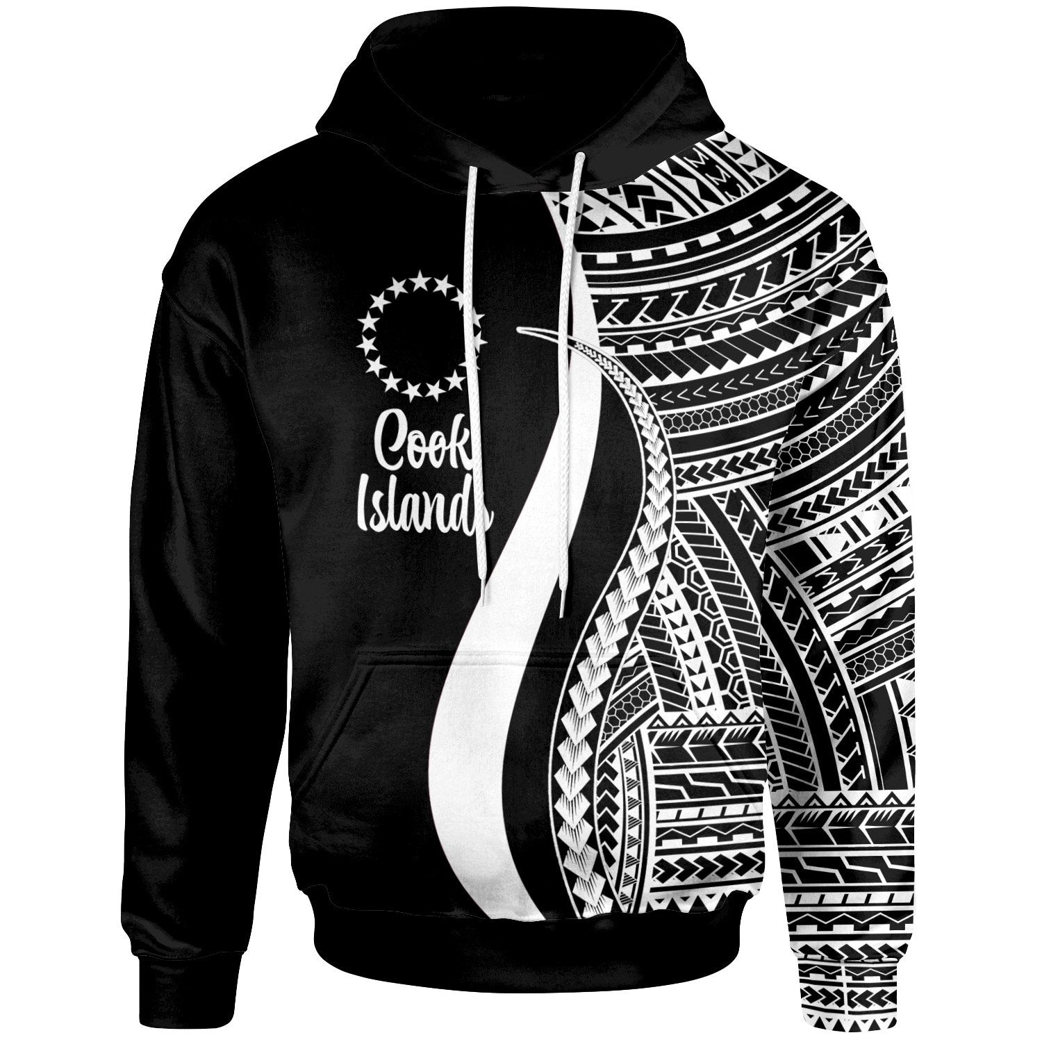 Cook Islands Hoodie White Tentacle Tribal Pattern Unisex White - Polynesian Pride