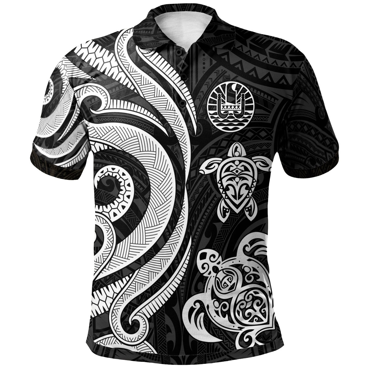 Tahiti Polynesian Polo Shirt White Tentacle Turtle Unisex White - Polynesian Pride