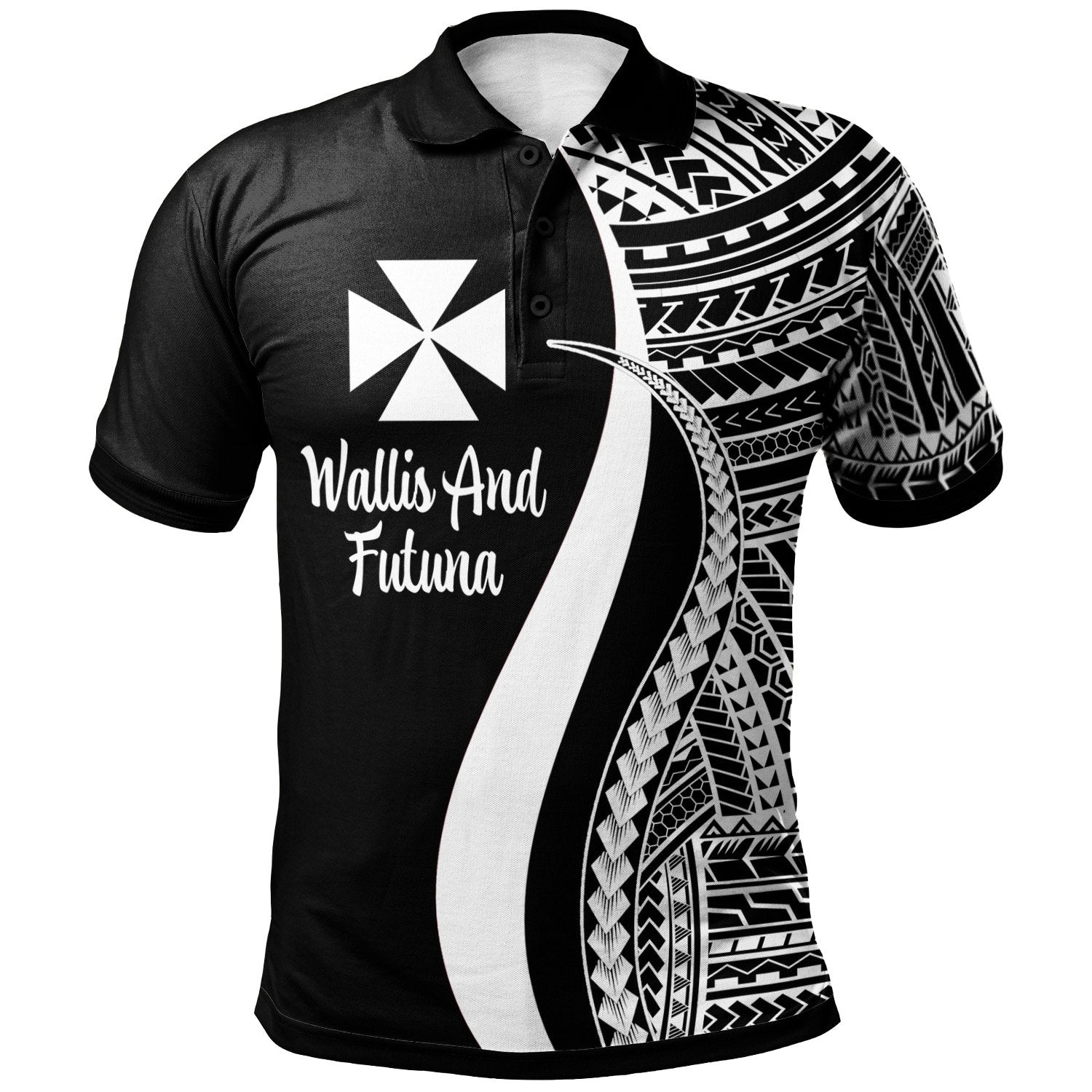 Wallis and Futuna Polo Shirt White Polynesian Tentacle Tribal Pattern Unisex White - Polynesian Pride