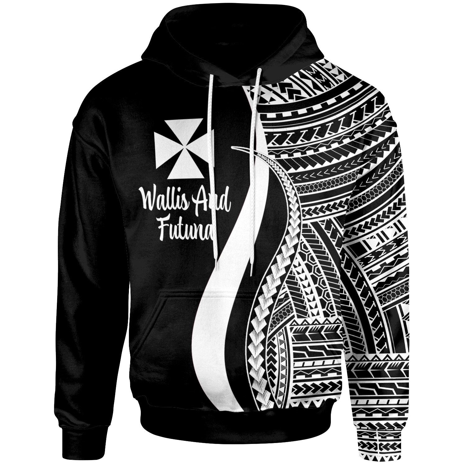 Wallis and Futuna Hoodie White Tentacle Tribal Pattern Unisex White - Polynesian Pride