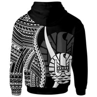 Tahiti Zip up Hoodie White Tentacle Tribal Pattern - Polynesian Pride