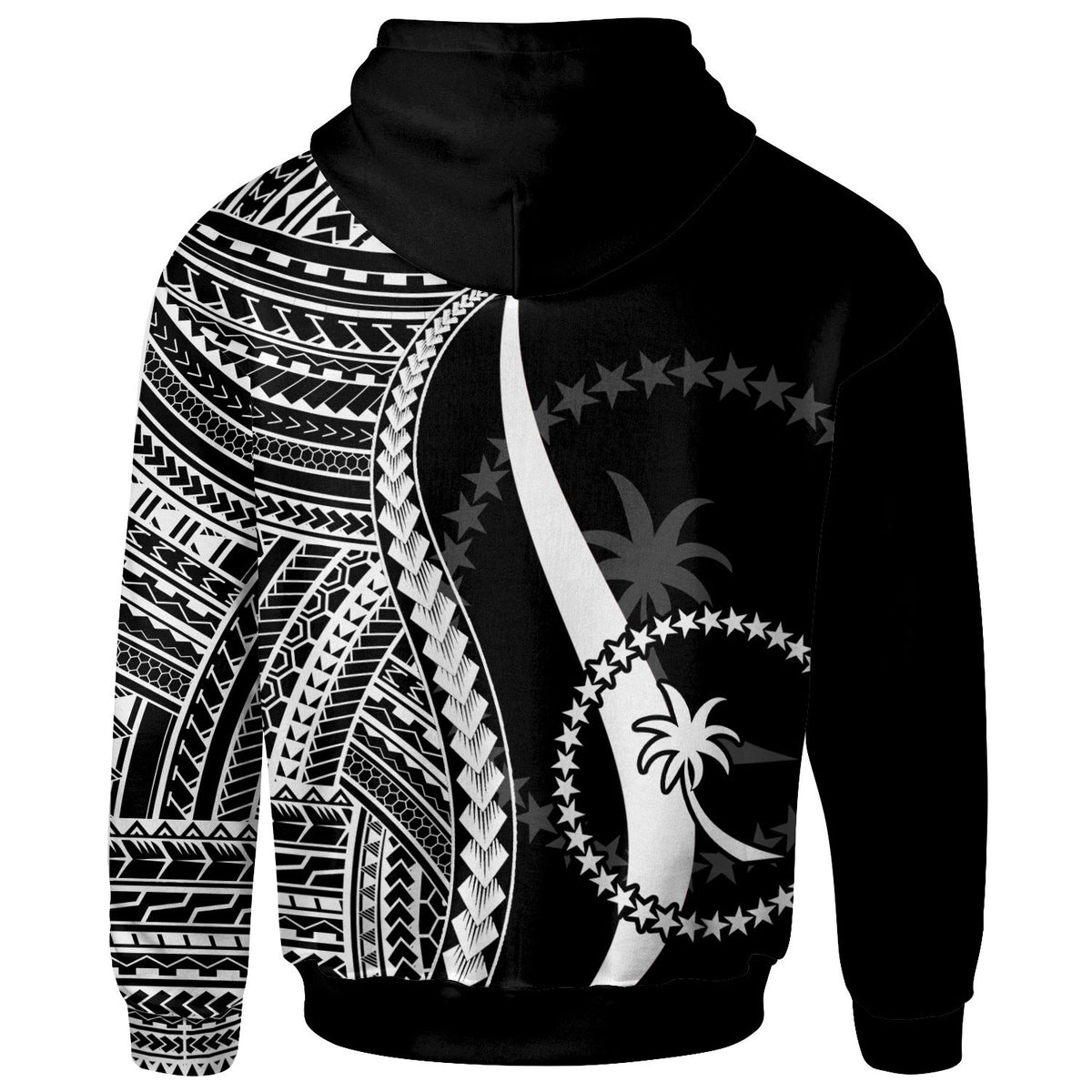Chuuk Custom Zip up Hoodie White Tentacle Tribal Pattern - Polynesian Pride