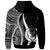 Pohnpei Zip up Hoodie White Tentacle Tribal Pattern - Polynesian Pride