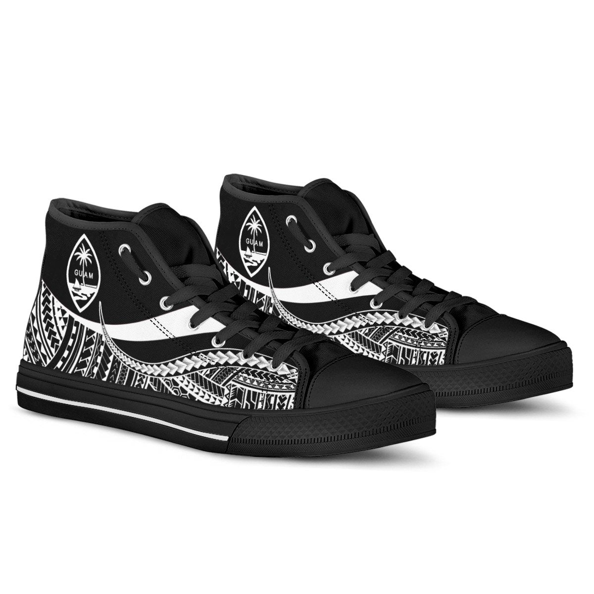Guam High Top Shoes White - Polynesian Tentacle Tribal Pattern - Polynesian Pride