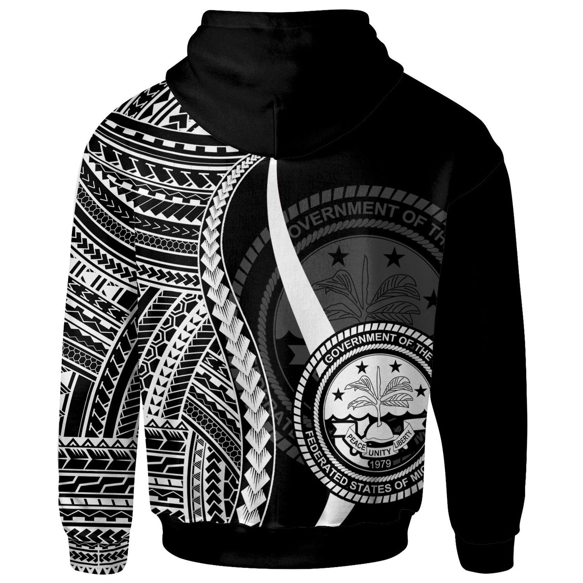 Federated States of Micronesia Zip up Hoodie White Tentacle Tribal Pattern - Polynesian Pride