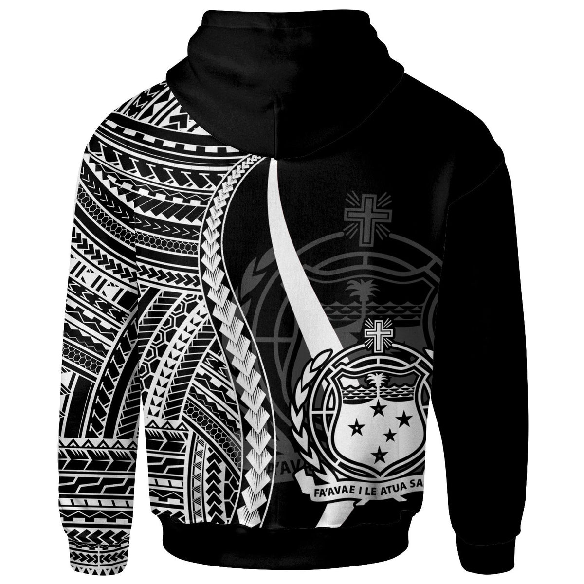 Samoa Custom Zip up Hoodie White Tentacle Tribal Pattern - Polynesian Pride