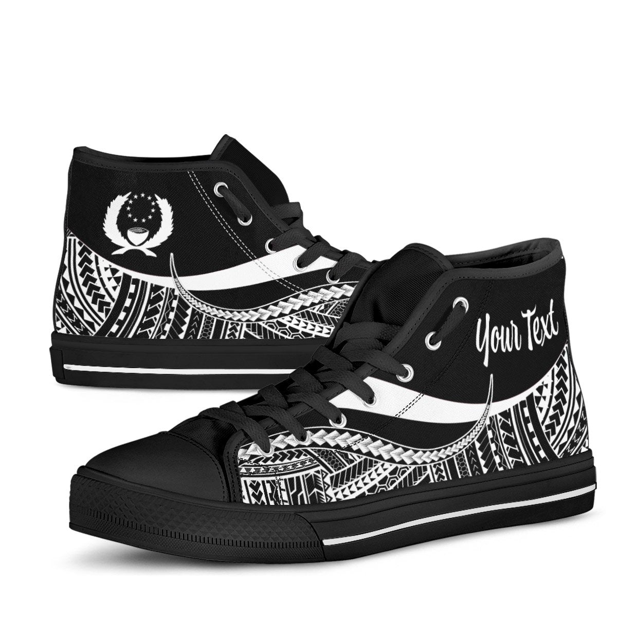 Pohnpei Custom Personalised High Top Shoes White - Polynesian Tentacle Tribal Pattern - Polynesian Pride