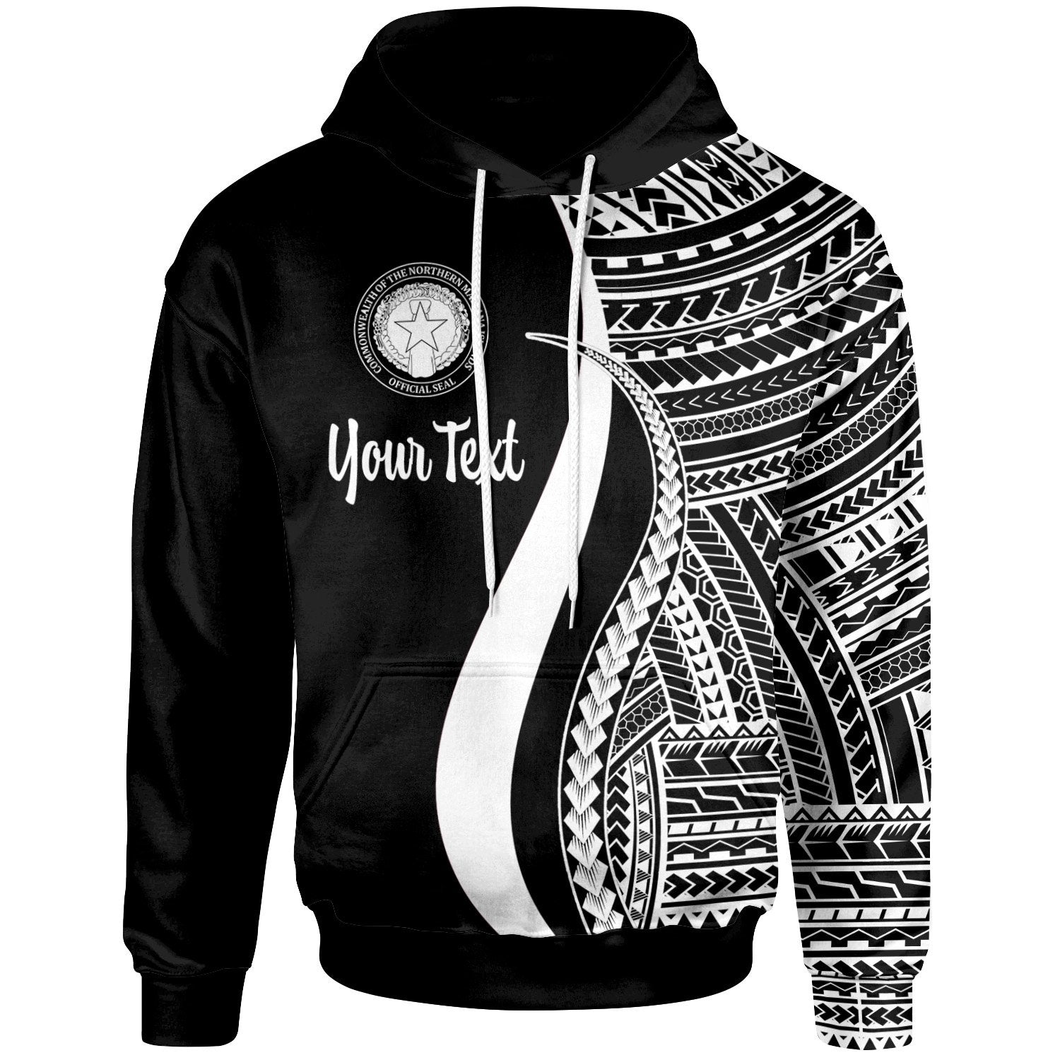 Northern Mariana Islands Custom Hoodie White Tentacle Tribal Pattern Unisex White - Polynesian Pride