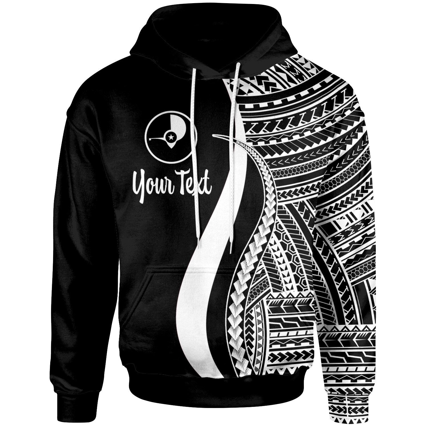 Yap Custom Hoodie White Tentacle Tribal Pattern Unisex White - Polynesian Pride