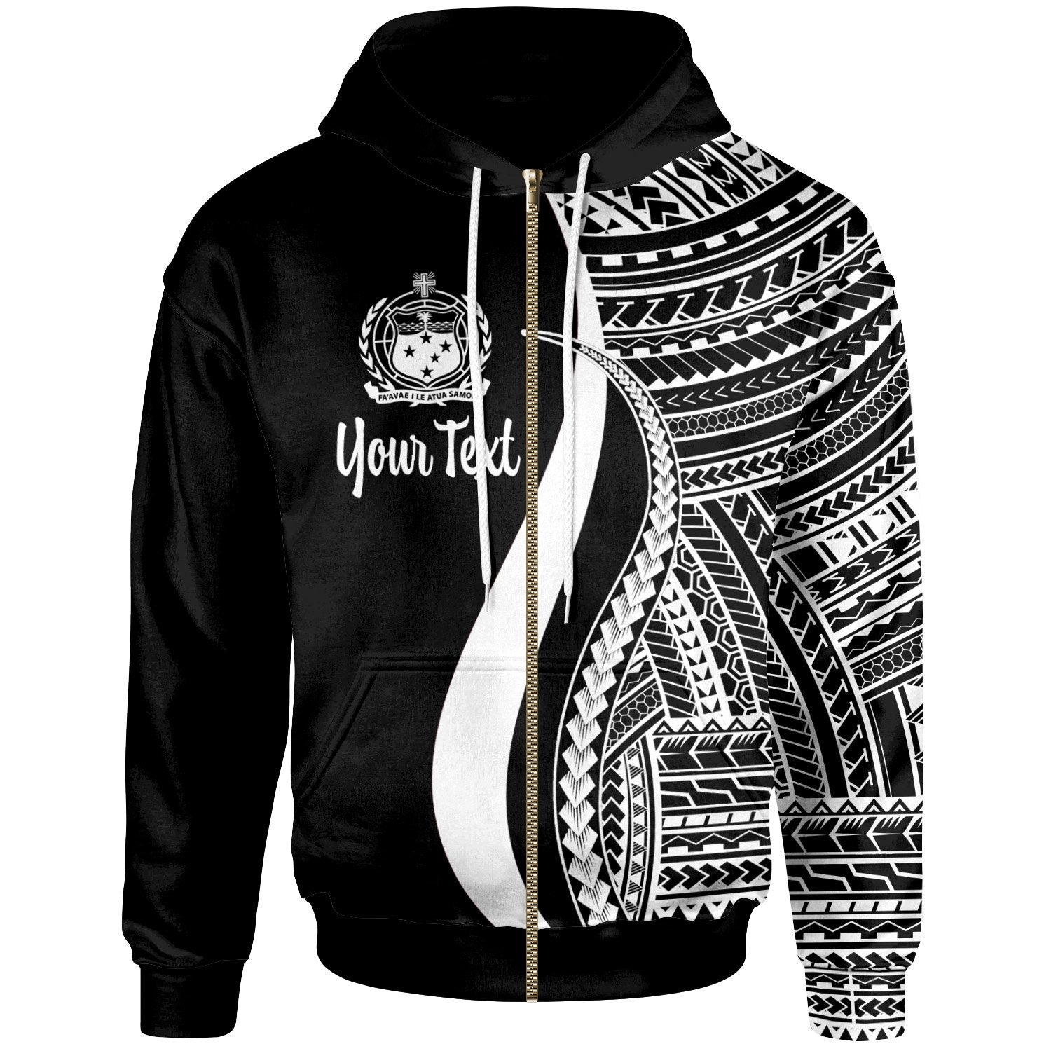 Samoa Custom Zip up Hoodie White Tentacle Tribal Pattern Unisex White - Polynesian Pride