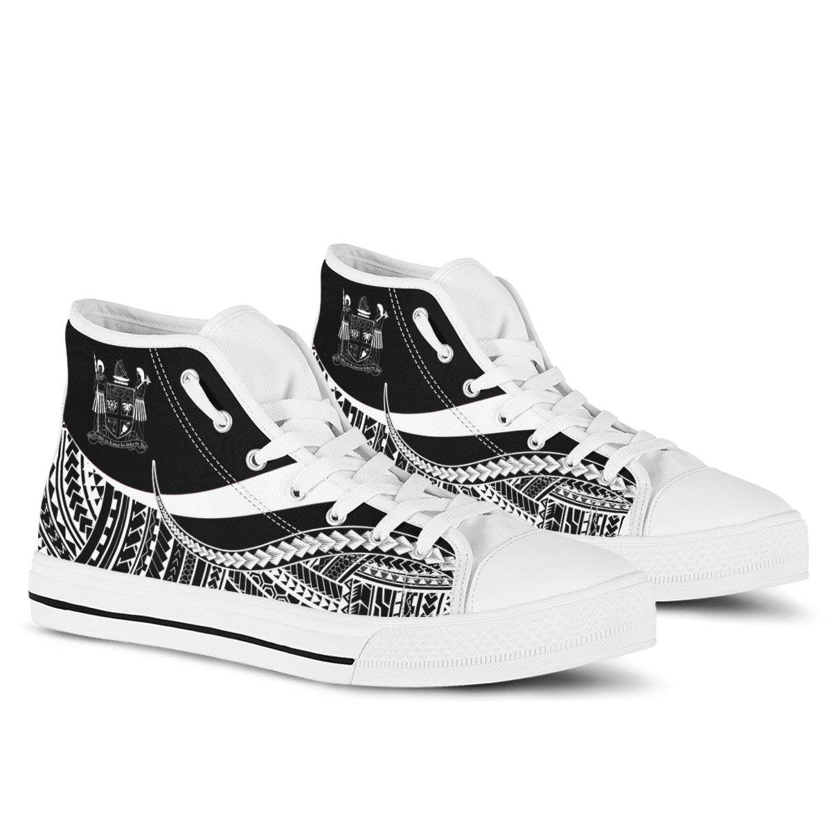 Fiji High Top Shoes White - Polynesian Tentacle Tribal Pattern Crest Unisex White - Polynesian Pride