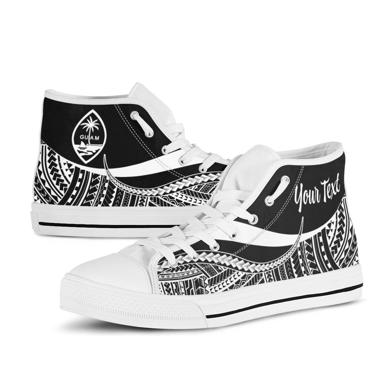 Guam Custom Personalised High Top Shoes White - Polynesian Tentacle Tribal Pattern - Polynesian Pride