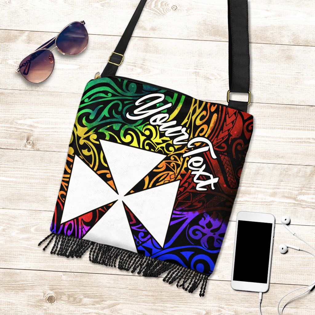 Wallis and Futuna Custom Personalised Boho Handbag - Rainbow Polynesian Pattern One Style One Size Rainbow - Polynesian Pride