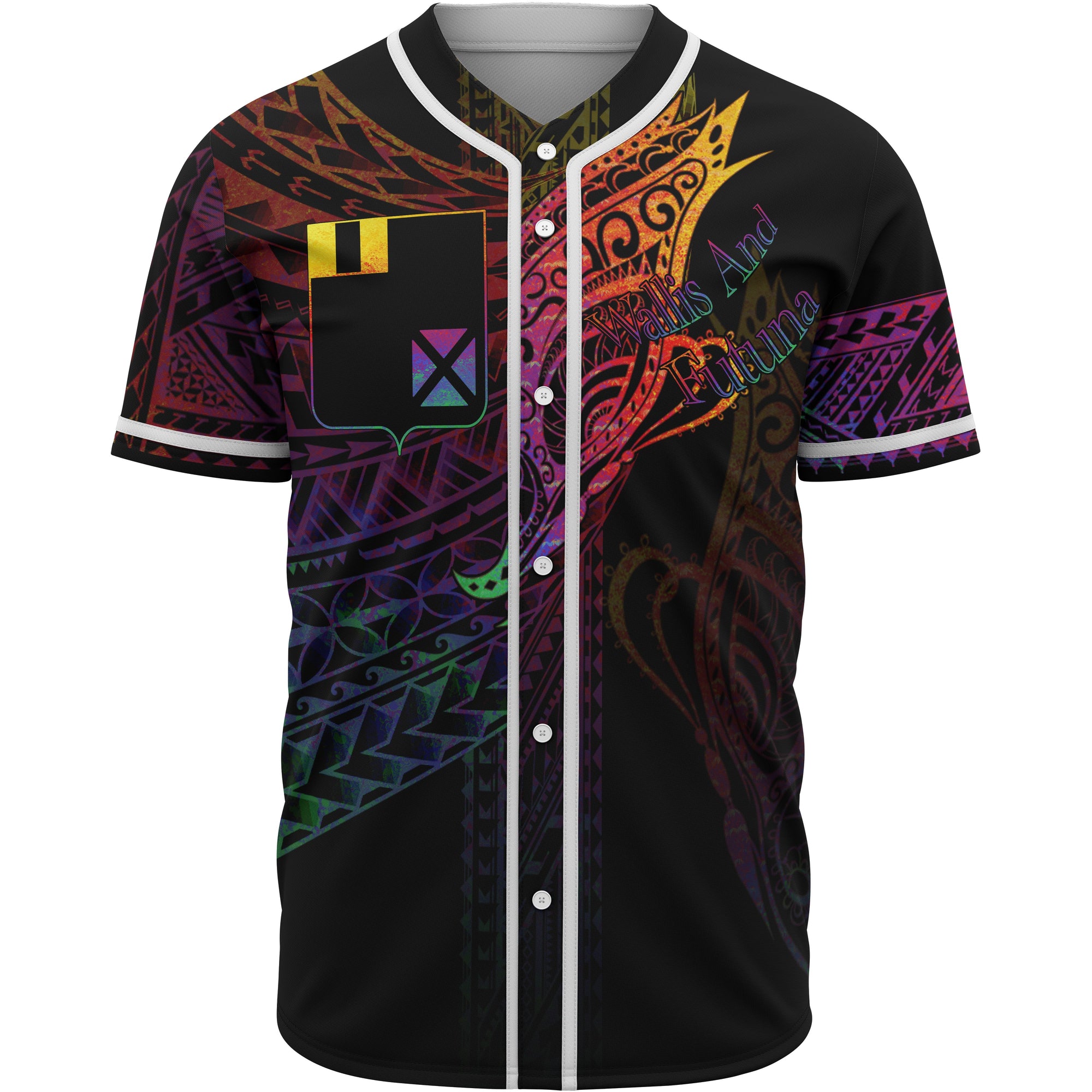 Wallis and Futuna Baseball Shirt - Butterfly Polynesian Style Unisex Black - Polynesian Pride