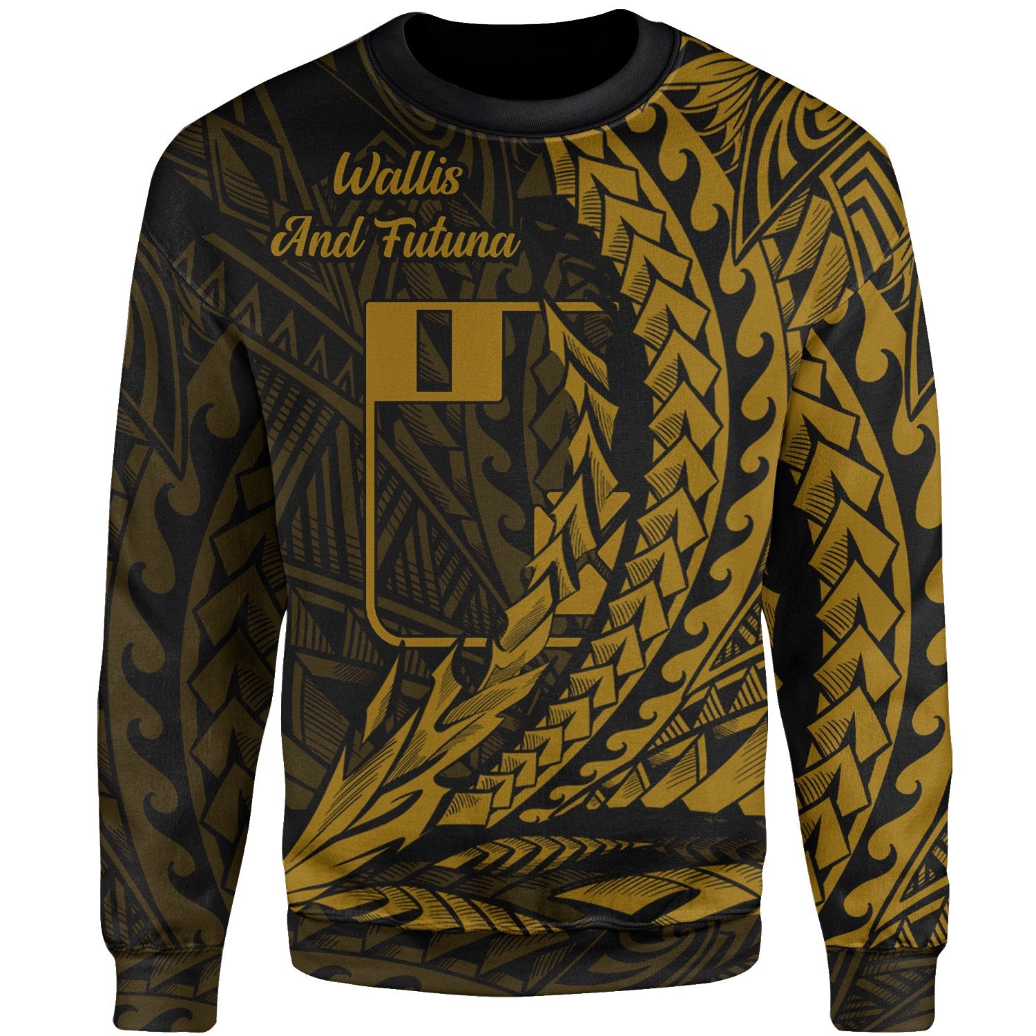 Wallis and Futuna Sweatshirt - Wings Style Gold Color Unisex Gold - Polynesian Pride