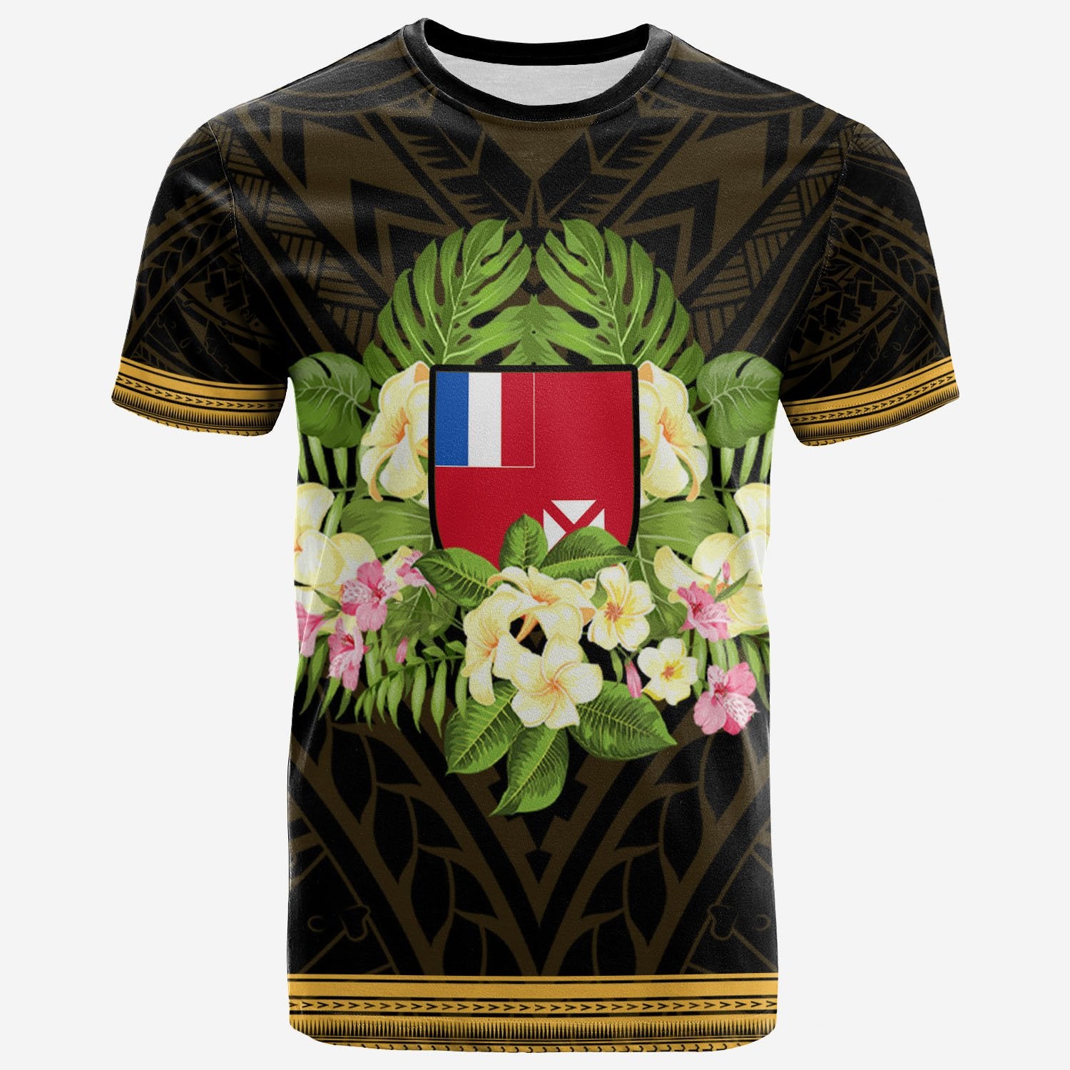 Wallis and Futuna T Shirt Polynesian Gold Patterns Collection Unisex Black - Polynesian Pride