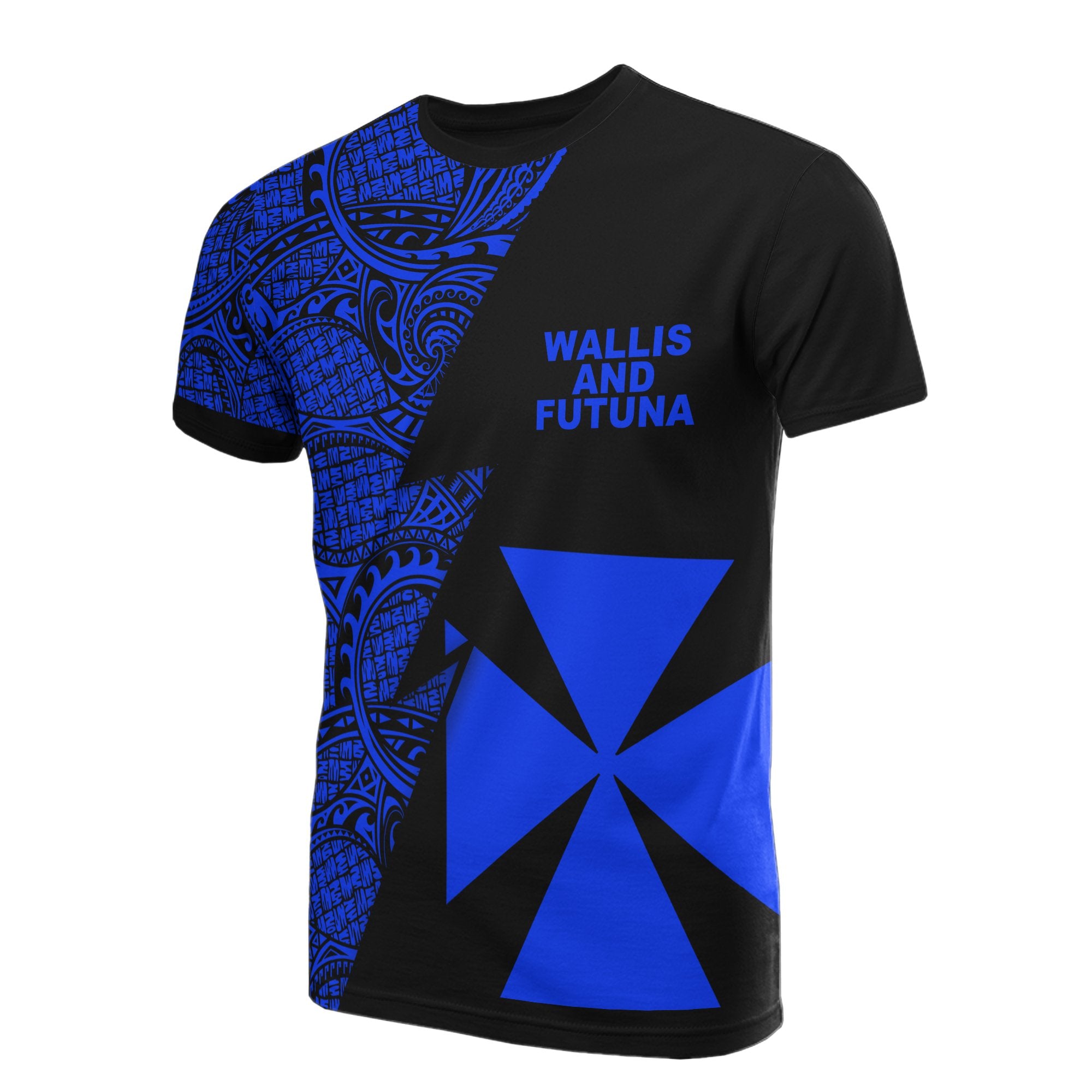 Wallis and Futuna T Shirt Polynesian Pattern Blue Flash Style Unisex Blue - Polynesian Pride