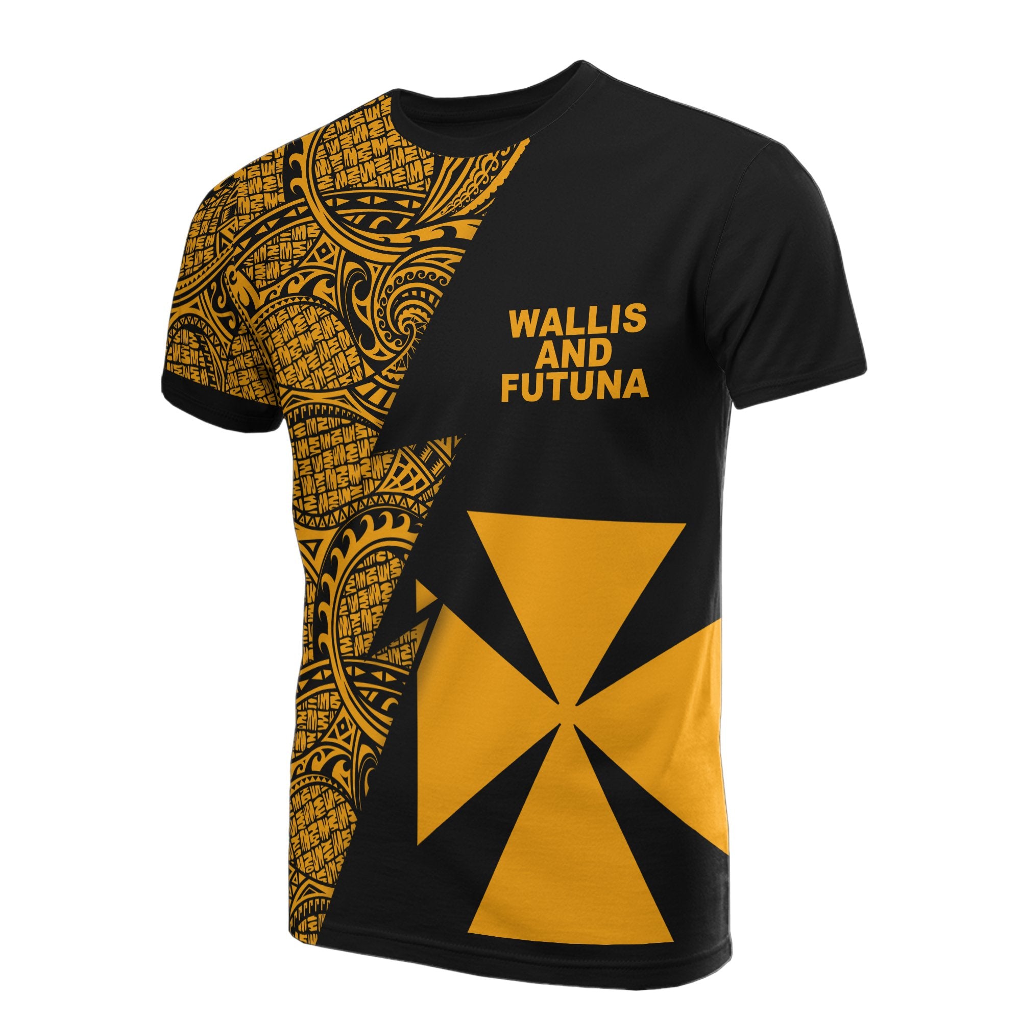 Wallis and Futuna T Shirt Polynesian Pattern Gold Flash Style Unisex Gold - Polynesian Pride