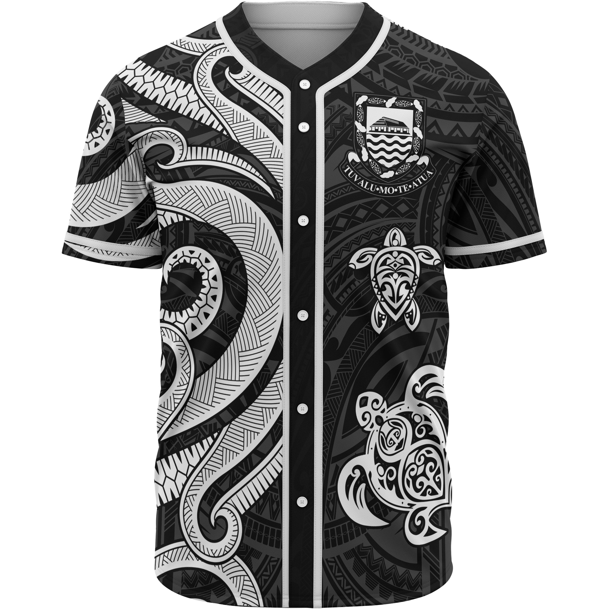 Tuvalu Baseball Shirt - White Tentacle Turtle Unisex White - Polynesian Pride