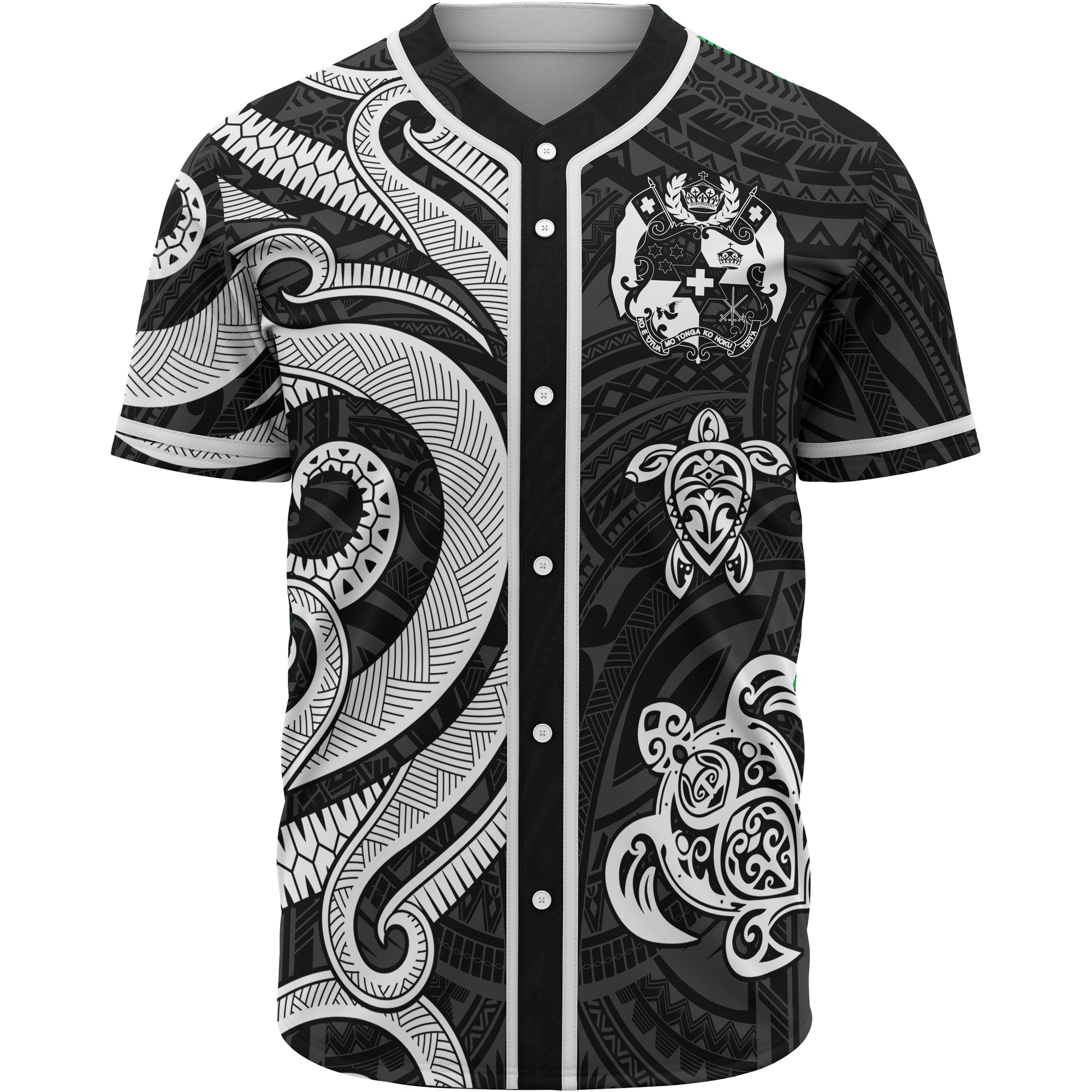 Tonga Baseball Shirt - White Tentacle Turtle Unisex White - Polynesian Pride