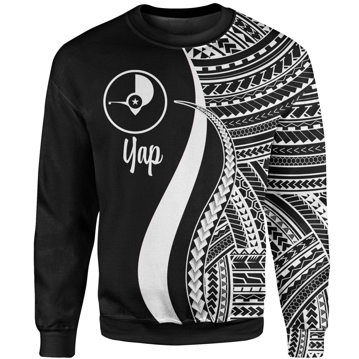 Yap Sweatshirt - White Polynesian Tentacle Tribal Pattern Unisex White - Polynesian Pride