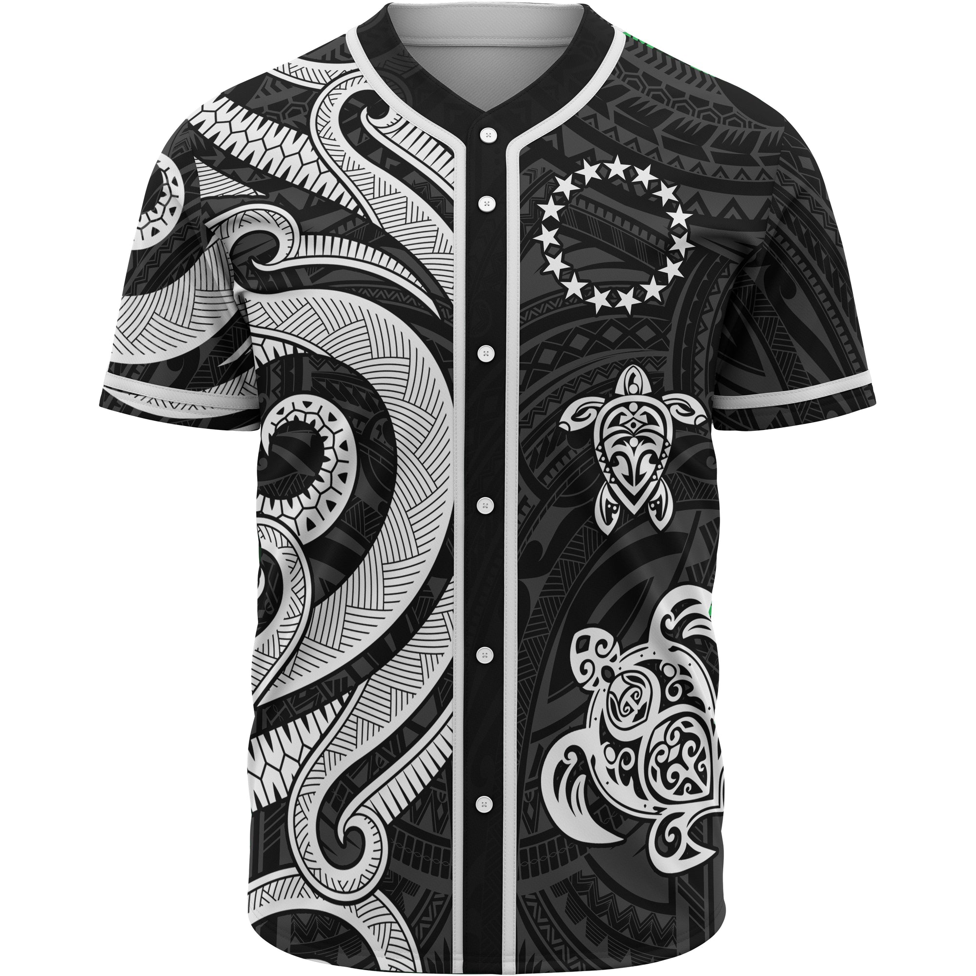 Cook Islands Baseball Shirt - White Tentacle Turtle Unisex White - Polynesian Pride