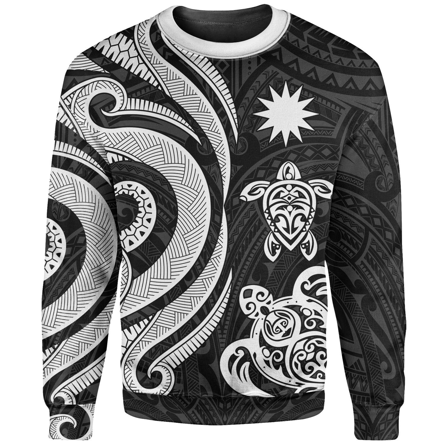 Nauru Sweater - White Tentacle Turtle Unisex White - Polynesian Pride