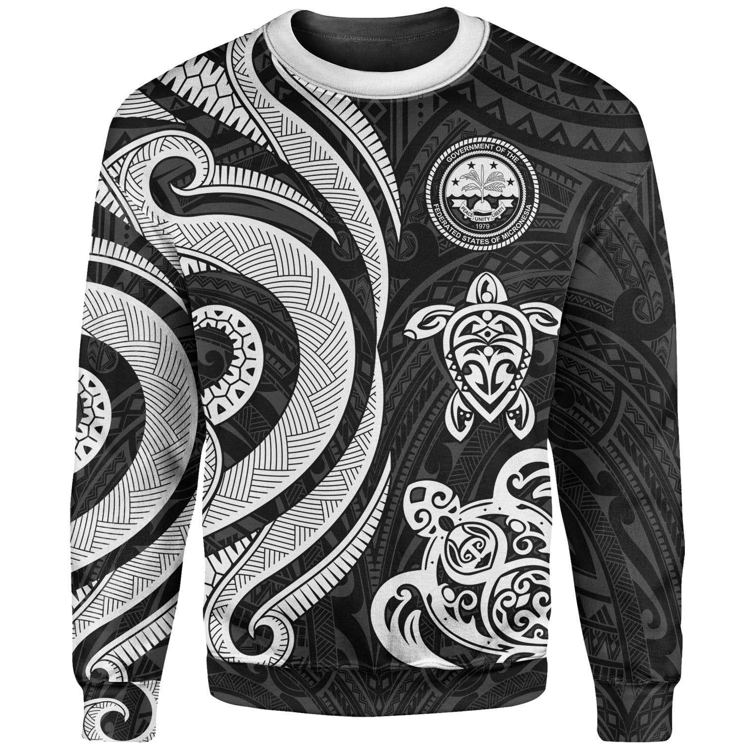 Federated States of Micronesia Sweater - White Tentacle Turtle Unisex White - Polynesian Pride