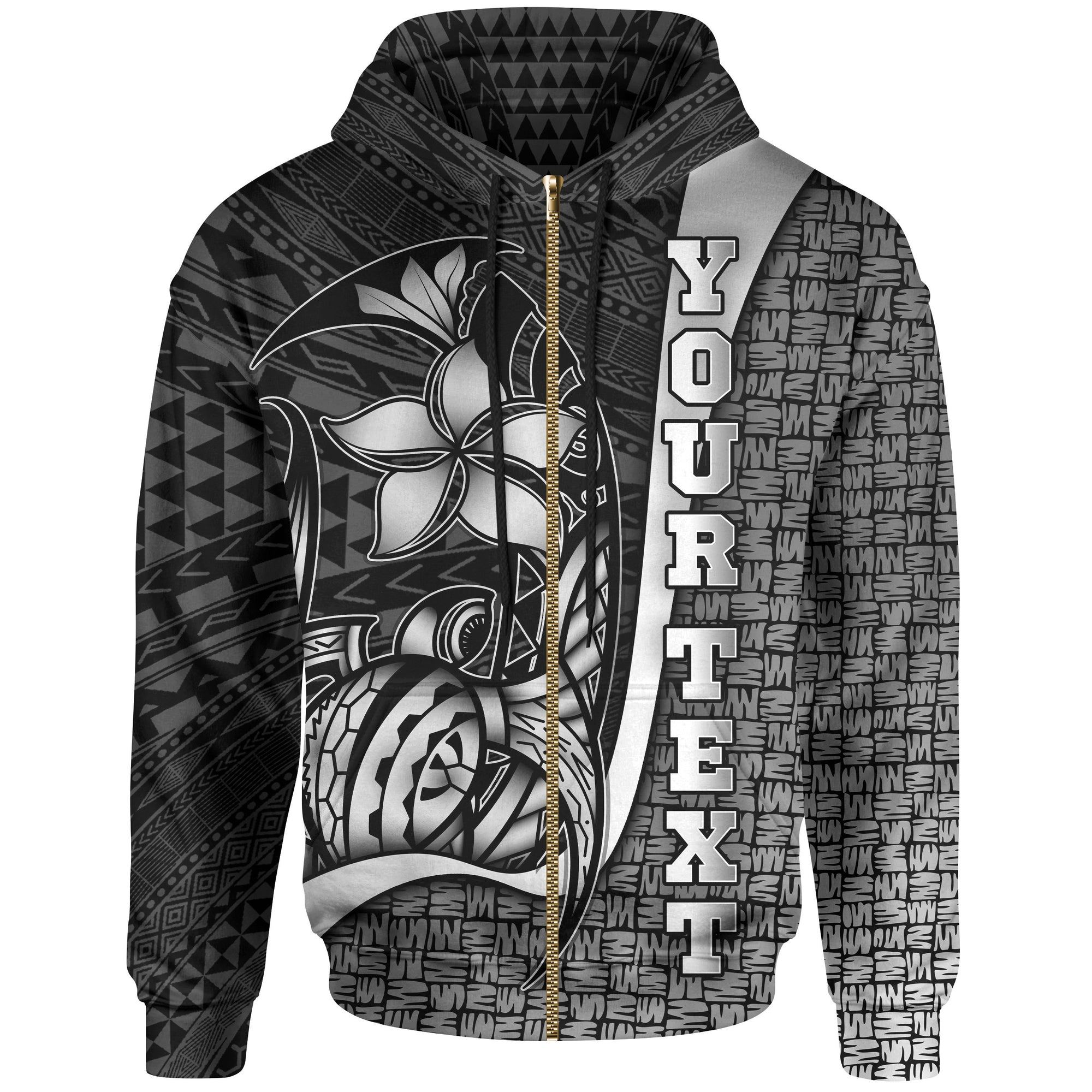 Polynesian Hawaii Custom Zip up Hoodie White Turtle with Hook Unisex WHITE - Polynesian Pride