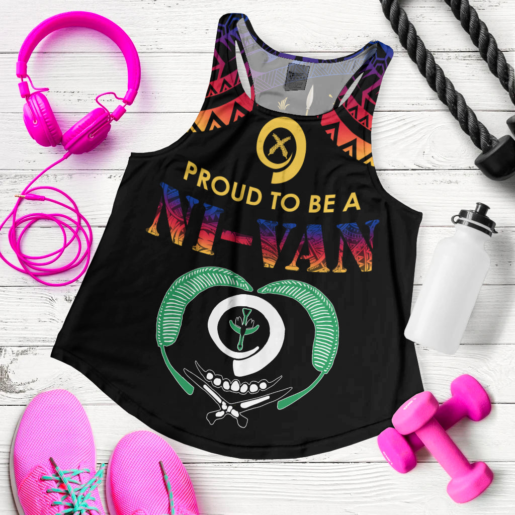 Vanuatu Proud To Be A Ni-Van - Polynesian Pattern Women Racerback Tank - Torba Province LT7 Black - Polynesian Pride