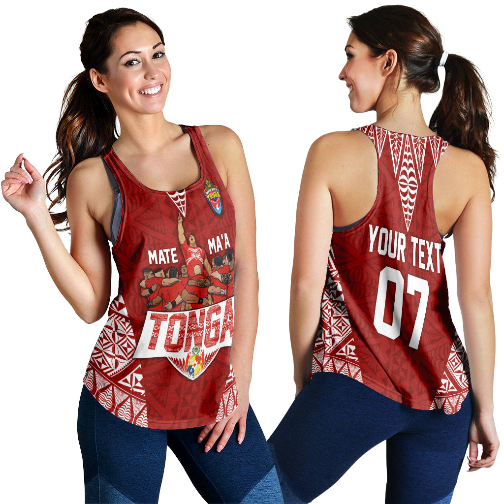 Personalised Tonga Rugby Women Racerback Tank Mate Ma'a Tonga Warriors LT7 - Polynesian Pride