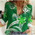 (Custom Personalised) Hawaii Flowers Wave Women Casual Shirt Kanaka Maoli Green Polynesian LT13 Female Green - Polynesian Pride