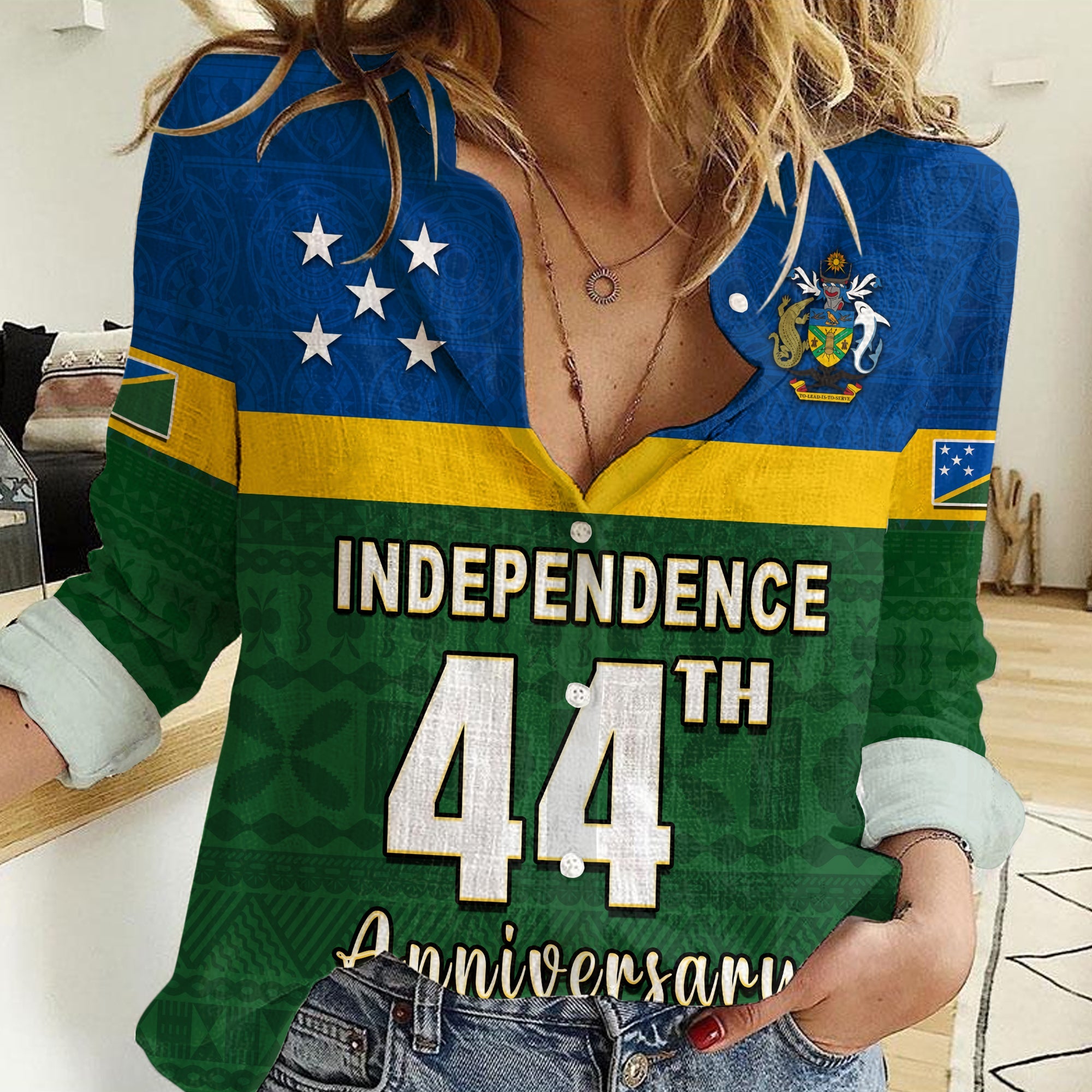 (Custom Personalised) Solomon Islands National Day Women Casual Shirt Independence Day Tapa Pattern LT13 Female Green - Polynesian Pride