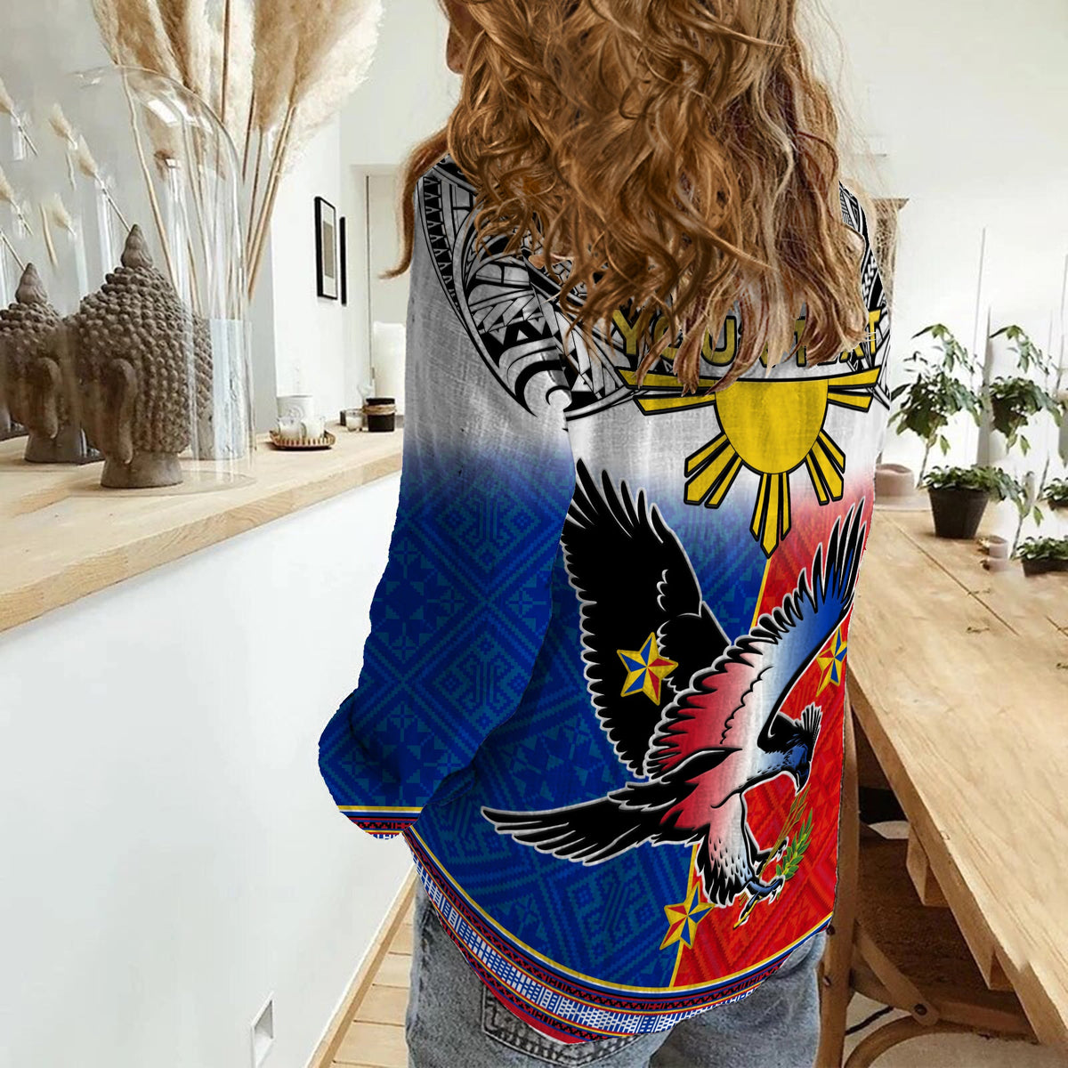 Custom Personalised Philippines Women Casual Shirt Polynesian Filipino Pattern With Eagle LT14 - Polynesian Pride