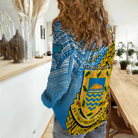 (Custom Personalised) Tuvalu 1978 Women Casual Shirt Happy 44th Independence Anniversary Polynesian Pattern LT14 - Polynesian Pride
