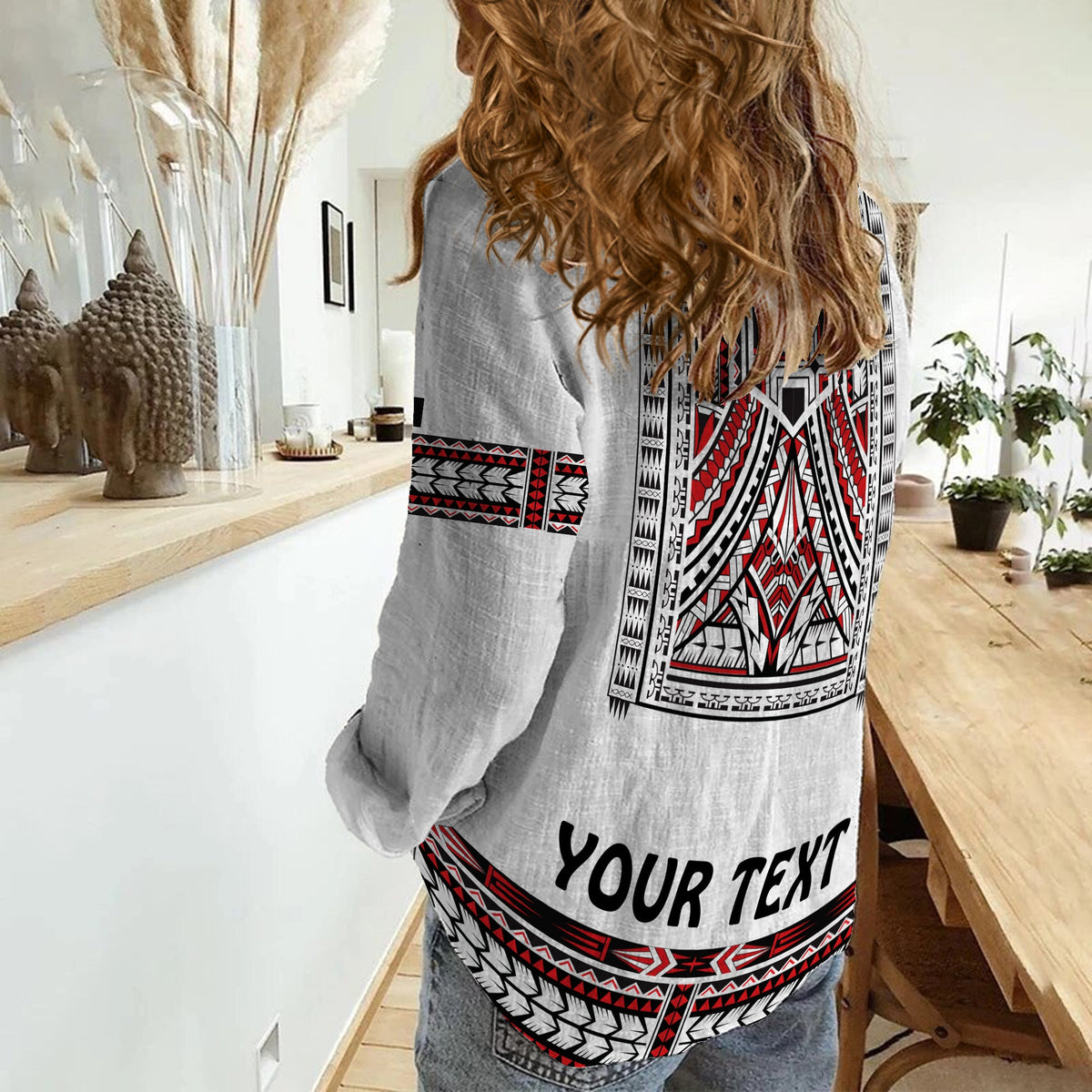 (Custom Personalised) Polynesian Women Casual Shirt Dashiki With Polynesian Tattoo Royal Version LT14 - Polynesian Pride