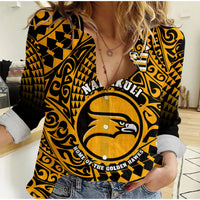 (Custom Text And Number) Hawaii Women Casual Shirt Nanakuli High and Intermediate School Tribal Kakau LT14 Female Gold - Polynesian Pride