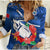 Samoa Rugby Women Casual Shirt Manu Samoa Polynesian Hibiscus Blue Style LT14 Female Blue - Polynesian Pride