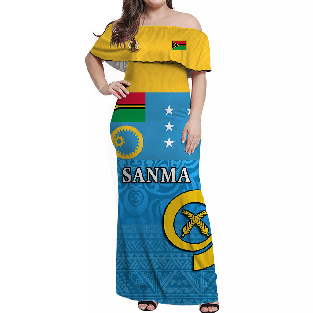 Sanma Province Off Shoulder Long Dress Vanuatu Proud LT13 Long Dress Yellow - Polynesian Pride