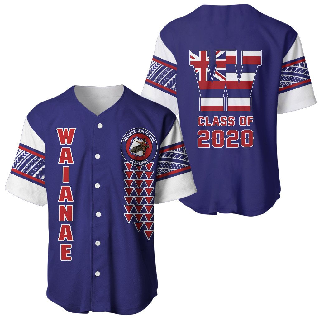 (Personalised) Hawaii Baseball Jersey - Waianae High Custom Your Class Baseball Jersey Shirt AH Blue - Polynesian Pride