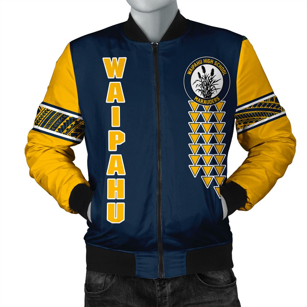 (Personalized) Hawaii Bomber Jacket - Waipahu High Custom Your Class Bomber Jacket AH Blue Unisex - Polynesian Pride