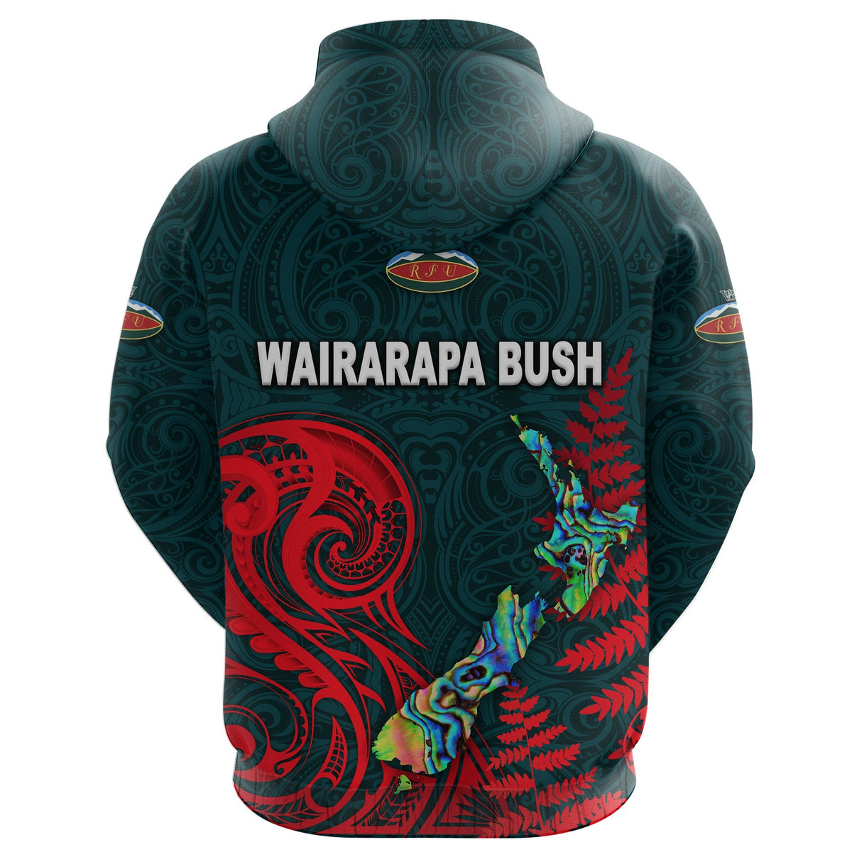 Maori Wairarapa Bush Rugby Zip Hoodie New Zealand Silver Fern - Polynesian Pride