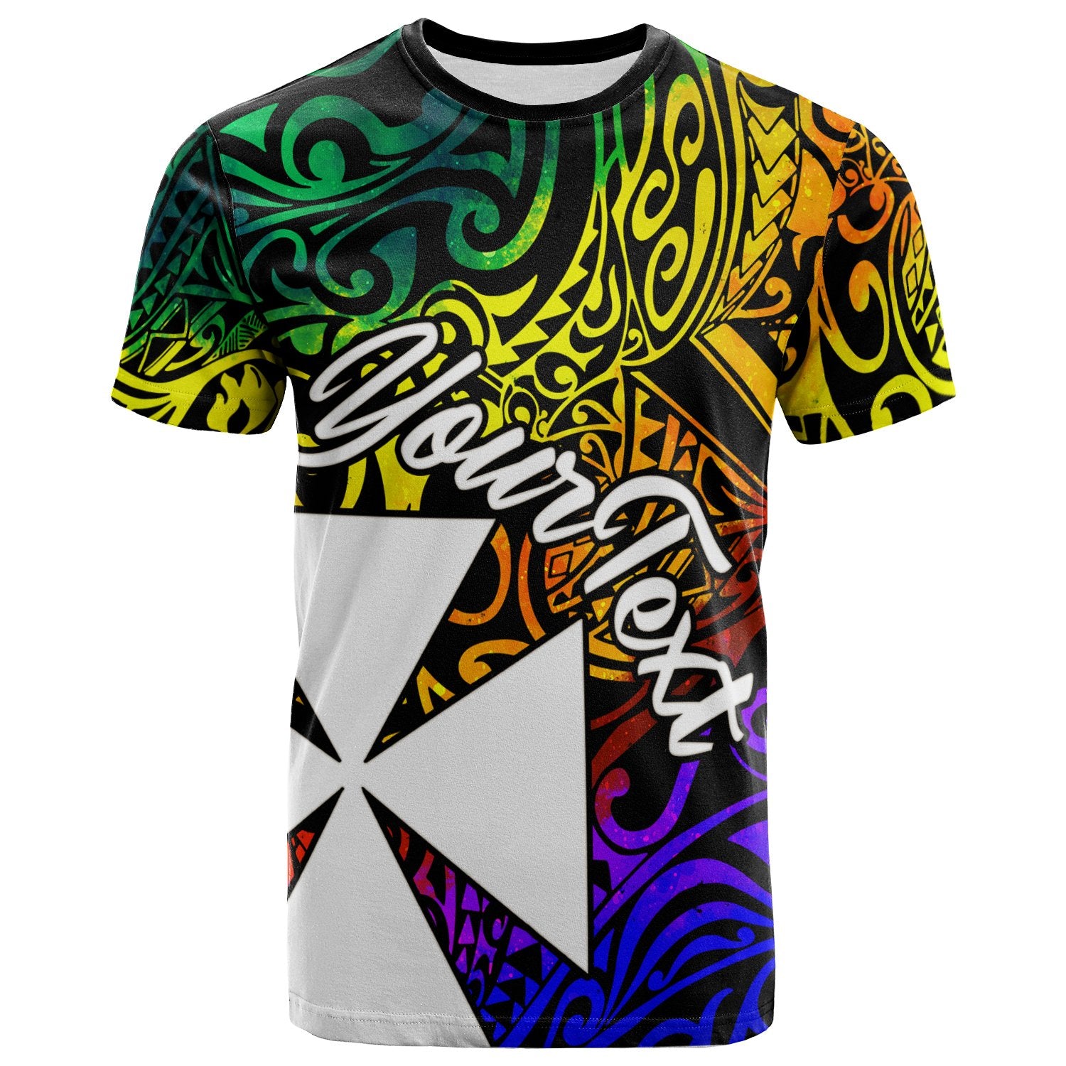 Wallis and Futuna Custom T Shirt Rainbow Polynesian Pattern Unisex Rainbow - Polynesian Pride