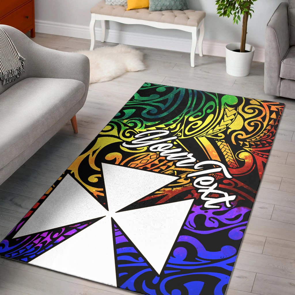 Wallis and Futuna Custom Personalised Area Rug - Rainbow Polynesian Pattern Rainbow - Polynesian Pride