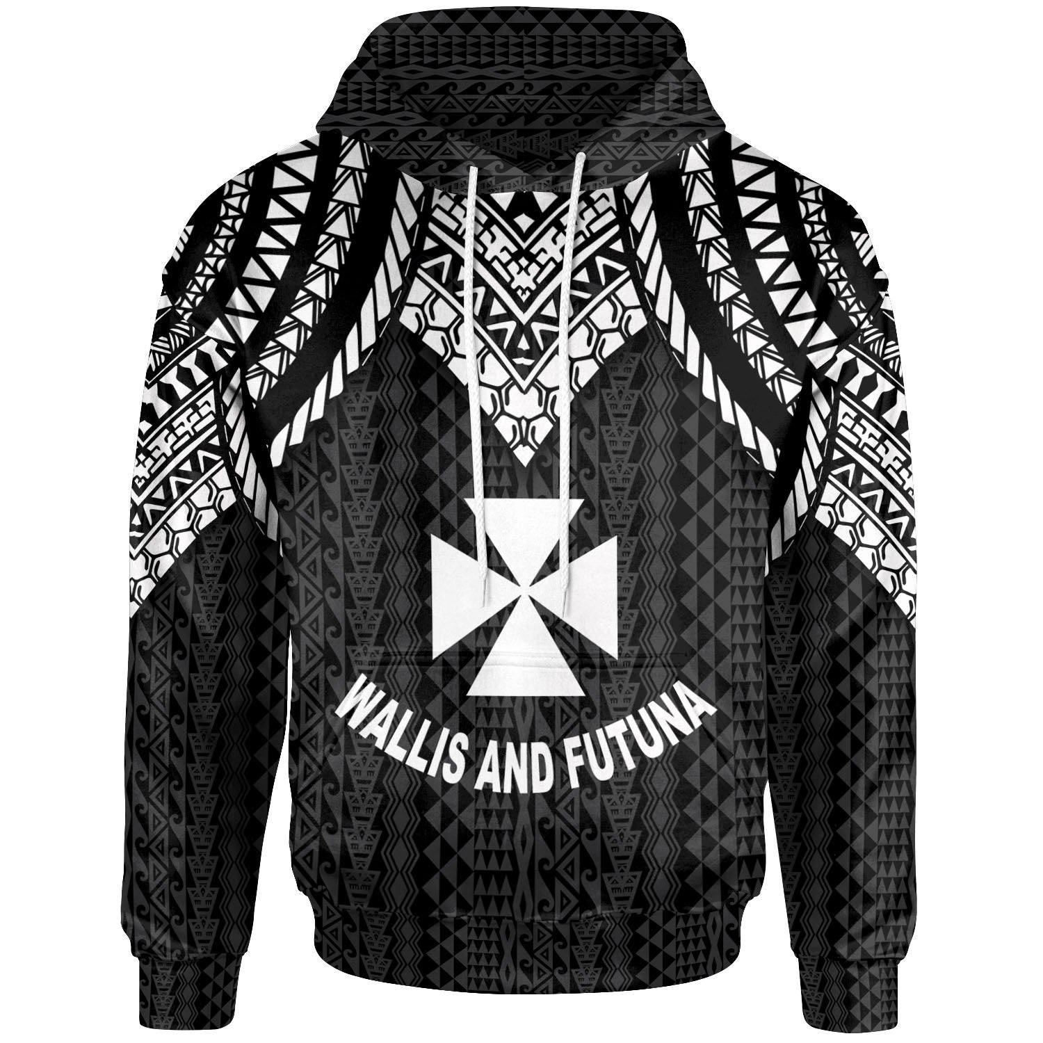Wallis and Futuna Hoodie Polynesian Armor Style Black Unisex Black - Polynesian Pride