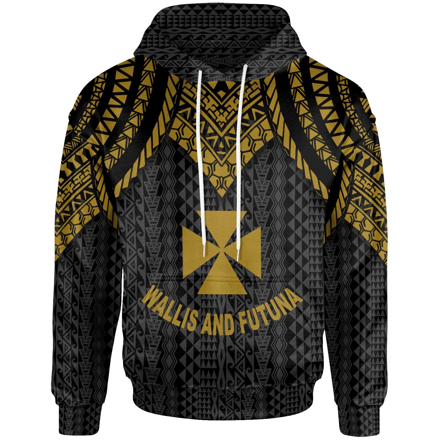Wallis and Futuna Hoodie Polynesian Armor Style Gold Unisex Gold - Polynesian Pride