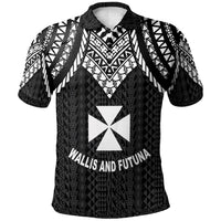 Wallis and Futuna Polo Shirt Polynesian Armor Style Black Unisex Black - Polynesian Pride